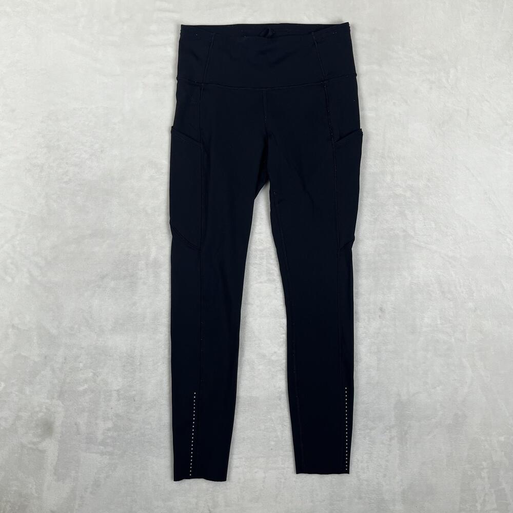 Lululemon Pants Women's 6 Black High Rise Ankle Pocket Leggings Reflective
